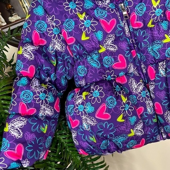 Brand New Pacific Trail Purple Graffiti Hooded Puffer Zip Up Coat Winter Jacket - Picture 6 of 16